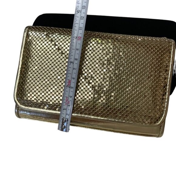 Whiting and Davis Gold Metal Mesh Clutch Shoulder or Crossbody Bag Strap Purse - Picture 14 of 14